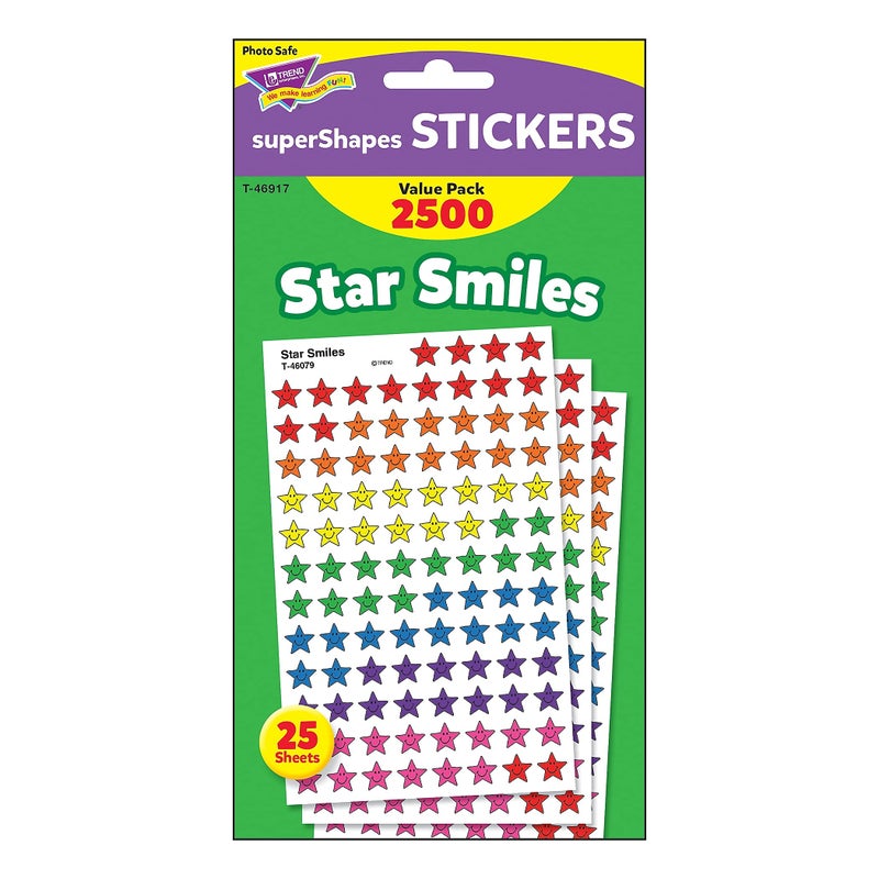 TREND ENTERPRISES, INC. T-46917 Star Smiles superShapes Stickers Value Pack, 2500/Pack - Image 3